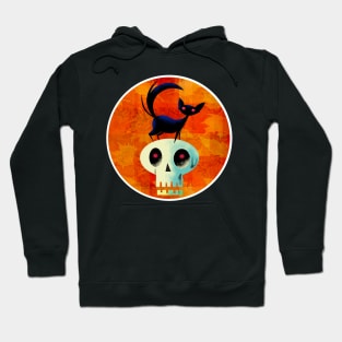 Halloween Cat on Skull Hoodie